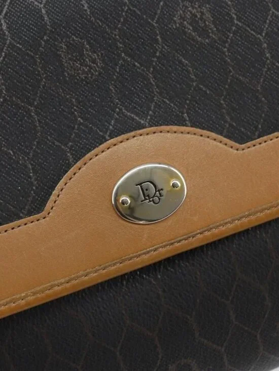 Christian Dior Honeycomb Canvas Chain Shoulder Bag PVC Black Gold Auth - Picture 8 of 15